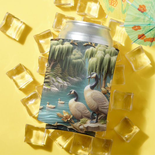 Canada Ganzen te midden van de Huilende Wilgen Blikjeskoeler (Insitu Zomer)