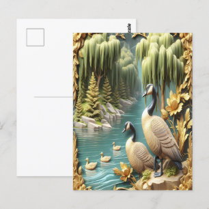 Canada Ganzen te midden van de Huilende Wilgen Briefkaart