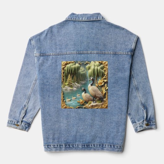 Canada Ganzen te midden van de Huilende Wilgen Denim Jacket (Achterkant)
