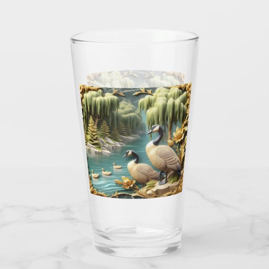 Canada Ganzen te midden van de Huilende Wilgen Glas (Achterkant)