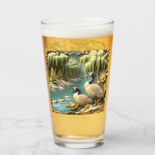 Canada Ganzen te midden van de Huilende Wilgen Glas (Voorkant gevuld)