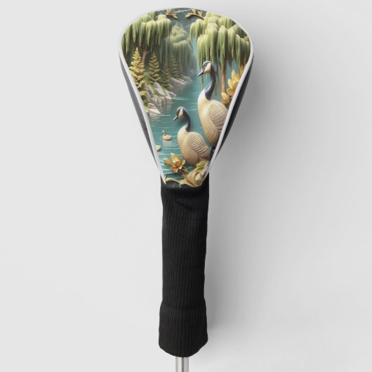 Canada Ganzen te midden van de Huilende Wilgen Golfheadcover (Voorkant)