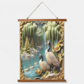 Canada Ganzen te midden van de Huilende Wilgen Hangend Wandkleed (Voorkant)
