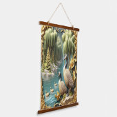 Canada Ganzen te midden van de Huilende Wilgen Hangend Wandkleed (Gebogen)