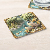 Canada Ganzen te midden van de Huilende Wilgen Kartonnen Onderzetters (Schuin)