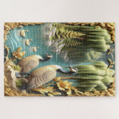 Canada Ganzen te midden van de Huilende Wilgen Legpuzzel (Horizontaal)