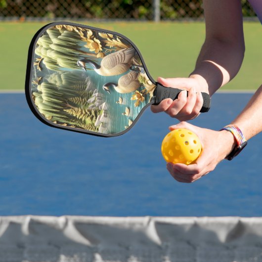 Canada Ganzen te midden van de Huilende Wilgen Pickleball Paddle (Insitu)