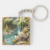 Canada Ganzen te midden van de Huilende Wilgen Sleutelhanger (Achterkant)