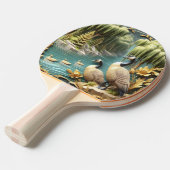 Canada Ganzen te midden van de Huilende Wilgen Tafeltennisbatje (Voorkant Gekanteld)