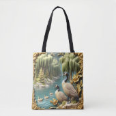 Canada Ganzen te midden van de Huilende Wilgen Tote Bag (Voorkant)