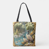 Canada Ganzen te midden van de Huilende Wilgen Tote Bag (Achterkant)
