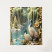 Canada Ganzen te midden van de Huilende Wilgen Wandkleed (Voorkant)