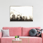Canada Ganzen vliegen over boomlijn warm monochroo Canvas Afdruk (Insitu (Woonkamer))