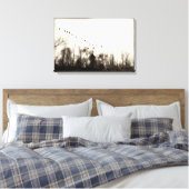 Canada Ganzen vliegen over boomlijn warm monochroo Canvas Afdruk (Insitu (Slaapkamer))