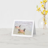 Canada Ganzen Watercolor Design Notecard Kaart (Gele Bloem)