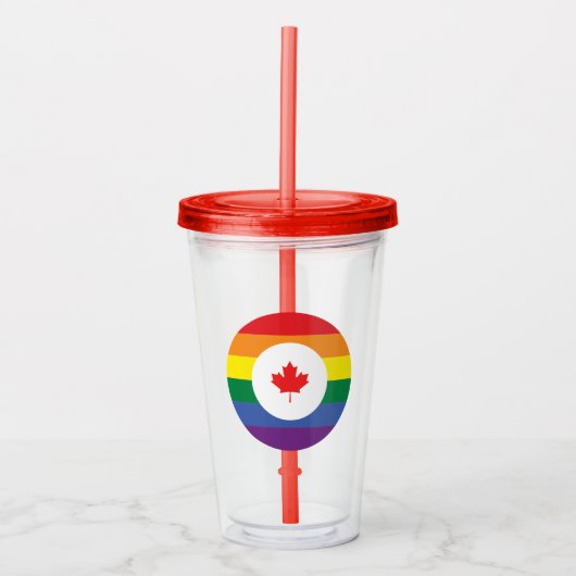 Canada Gay Pride Acryl Drinkbeker (Voorkant)