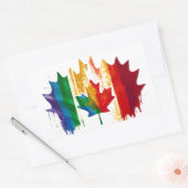 Canada Gay Pride Rainbow Flag Maple Leaf LGTBQ Rechthoekige Sticker (Envelop)