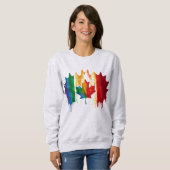 Canada Gay Pride Rainbow Flag Maple Leaf LGTBQ Trui (Voorkant volledig)