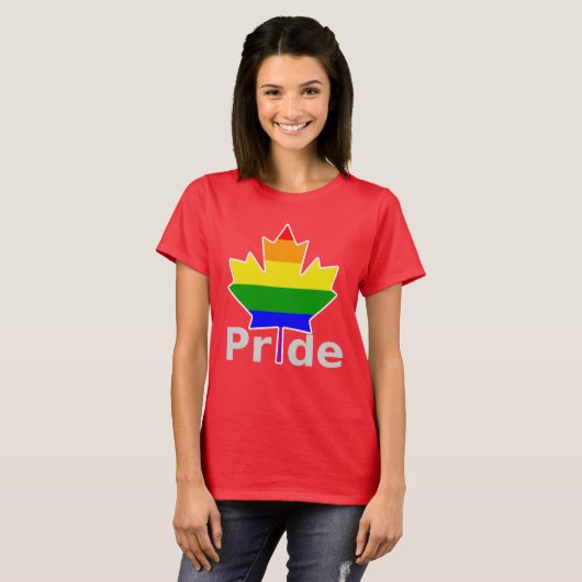 Canada Gay Pride Rainbow Flag Maple Leaf T-shirt (Voorkant volledig)