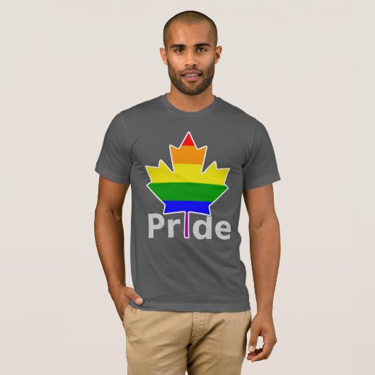 Canada Gay Pride Rainbow Flag Maple Leaf T-shirt (Voorkant volledig)