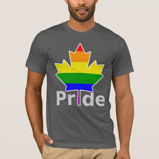 Canada Gay Pride Rainbow Flag Maple Leaf T-shirt (Voorkant)