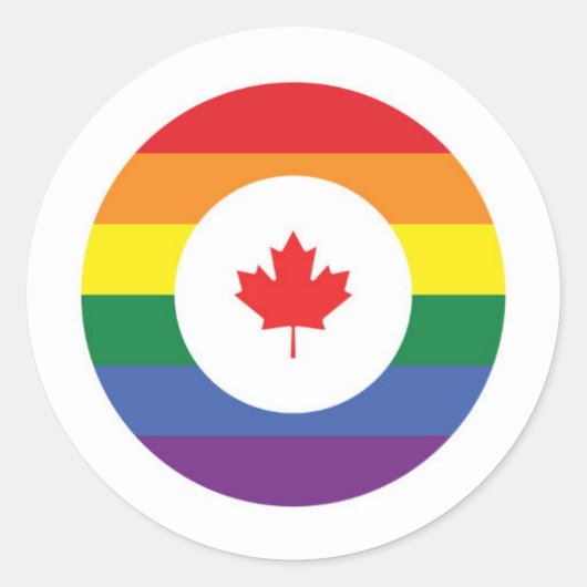 Canada Gay Pride Ronde Sticker (Voorkant)