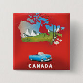 Canada geïllustreerde reisprent. vierkante button 5,1 cm (Voorkant)