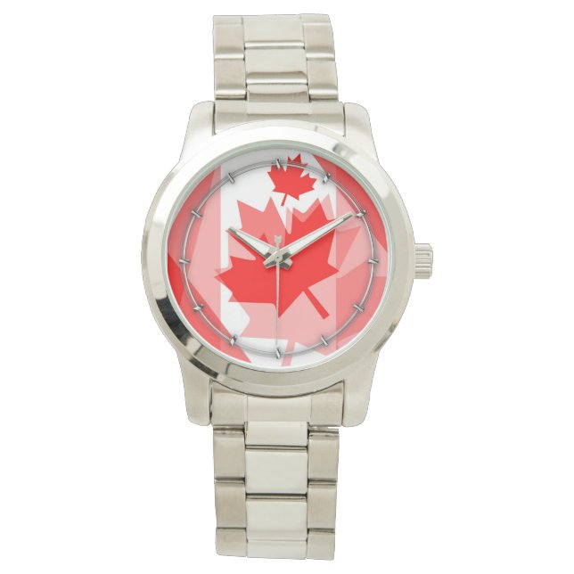 CANADA (Gelaagde stijl in Canadese rode Maple Leaf Horloge (Voorkant)