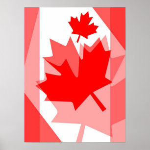 CANADA (Gelaagde stijl in Canadese rode Maple Leaf Poster