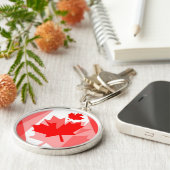 CANADA (Gelaagde stijl in Canadese rode Maple Leaf Sleutelhanger (Zijkant)