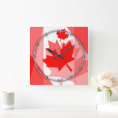 CANADA (Gelaagde stijl in Canadese rode Maple Leaf Vierkante Klok (Huis)