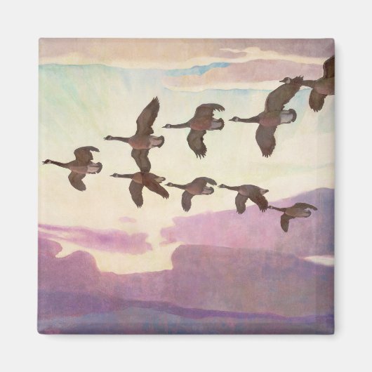 Canada Gese in lente door Newell Convers Wyeth Magneet (Voorkant)