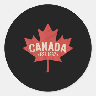 Canada Gesticht 1867 Retro Esdoornblad Vintage Can Ronde Sticker
