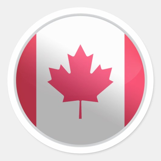 Canada Glossy Circle Flag Ronde Sticker (Voorkant)