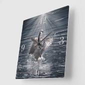 Canada Goose Bathing in Lake Art Design Vierkante Klok (Hoek)