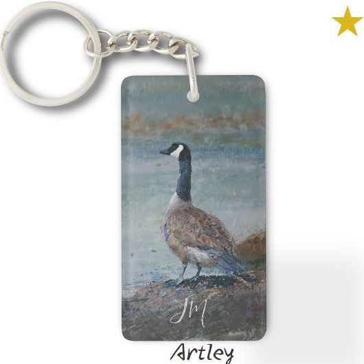 Canada Goose Bird Painting Custom Initialen Vogela Sleutelhanger