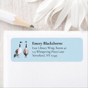 Canada Goose  Blue Hand-Drawn Bird Adres Etiket