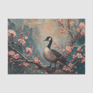 Canada Goose Cherry Blossoms Schilderij Decoupage Tissuepapier