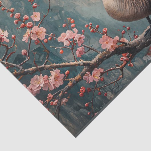 Canada Goose Cherry Blossoms Schilderij Decoupage Tissuepapier (Detail)