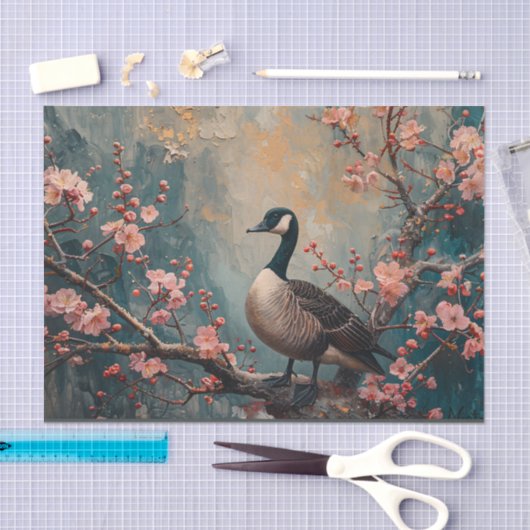 Canada Goose Cherry Blossoms Schilderij Decoupage Tissuepapier (Craft)