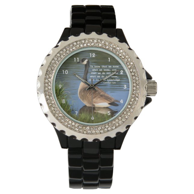 Canada Goose Confucius Knowledge Quote Horloge (Voorkant)