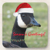 Canada Goose Dearing Red Santa Hat Vakantie Bier Onderzetter (Voorkant)