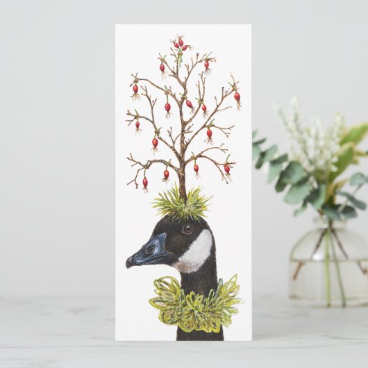 Canada Goose en House Finch Kerstmis platte kaart (Staand voorkant)