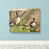 Canada Goose Family Natuur Canvas Afdruk (Insitu (Houten vloer))