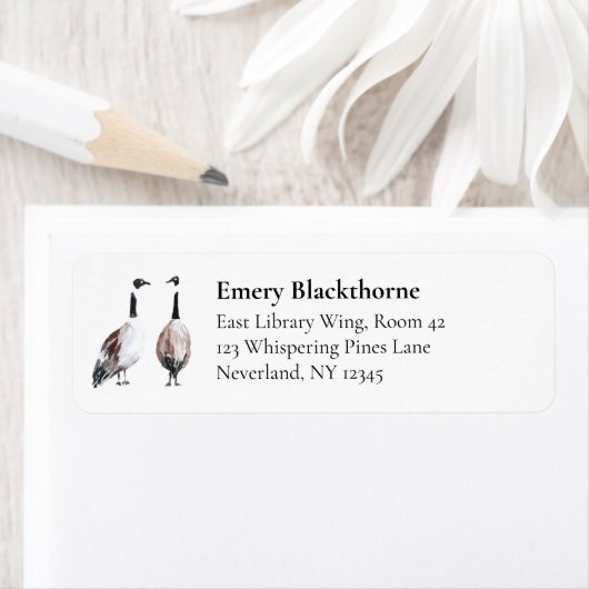 Canada Goose Hand-Drawn Bird Adres Etiket (Insitu)