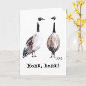 Canada Goose Hand-Drawn Cute Honking Canada Geese Kaart (Gele Bloem)