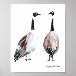 Canada Goose Hand-Drawn Waterverf Wildlife Bird Poster