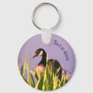 Canada Goose Iris Flowers Animal Personalized Sleutelhanger