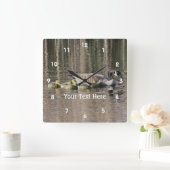Canada Goose Mom en baby's gepersonaliseerd Vierkante Klok (Huis)