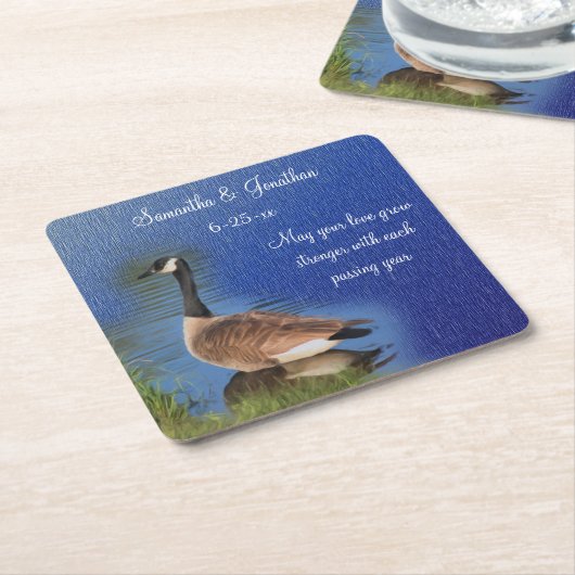 Canada Goose Nature Personalized Wedding  Kartonnen Onderzetters (Schuin)